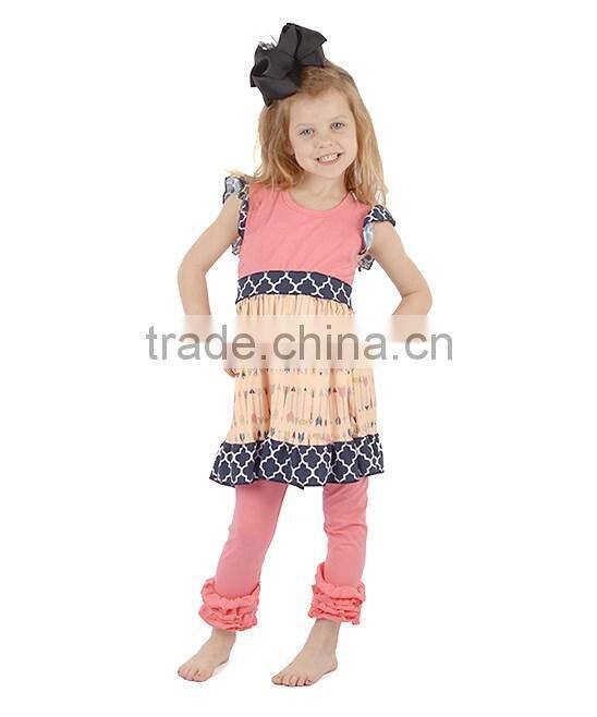 2017 Summer Latest Boutique Baby Girl Ruffle Clothing Sets Wholesale Price Kids Clothes
