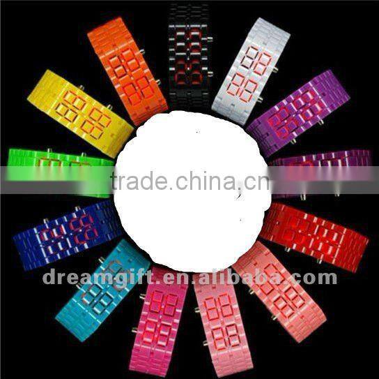 hotsale LED watch iron samurai lava style led watches black and silver color