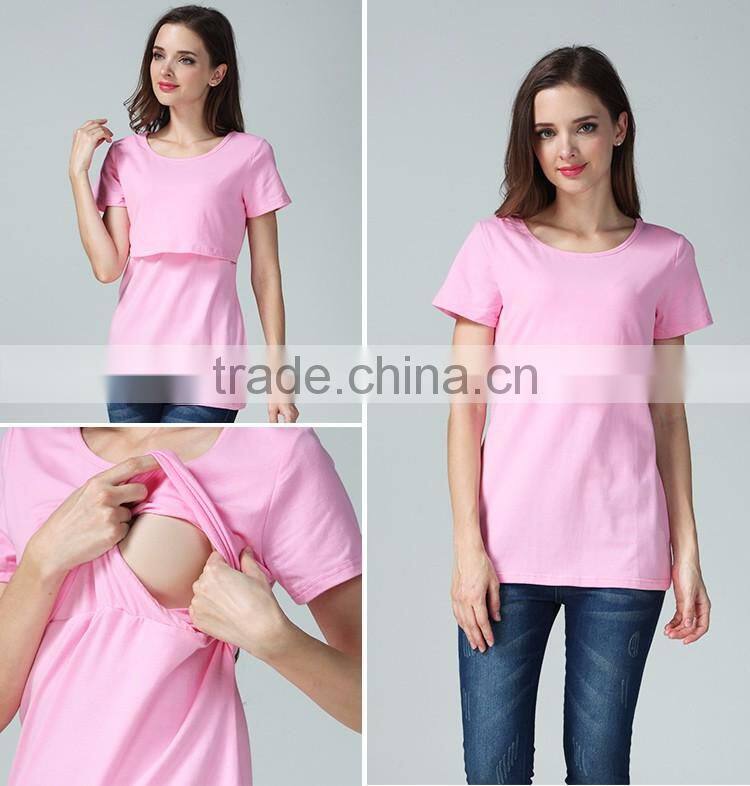 Cotton Crosswise open Maternity T-shirt with multi color for choice