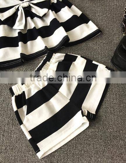 Vintage Baby Clothing Set Black And White Stripes Outfit Bow Tie Apparel