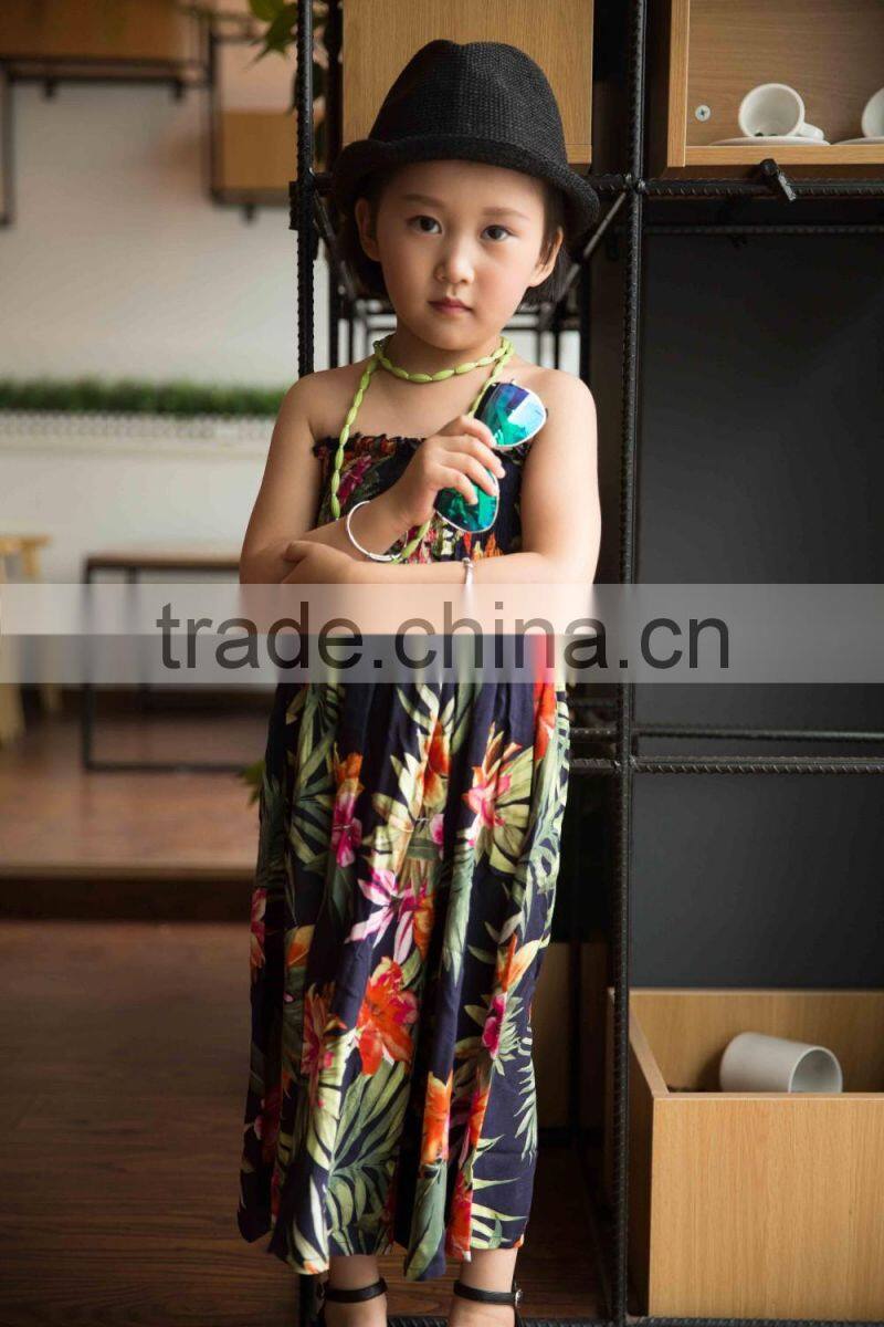 COOL KID ZONE 2016 rayon flower soft baby dress off shoulrder fashion girl baby dress