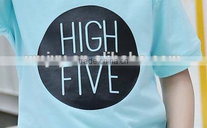 Fashion Custom High Five Word Printed Kids Round Neck Short Sleeve T Shirt OEM Service