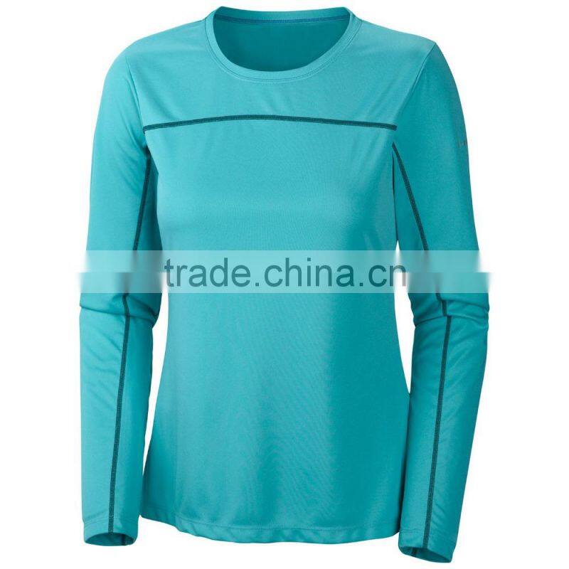 fancy soft design long sleeve woman t-shirt with flatlock