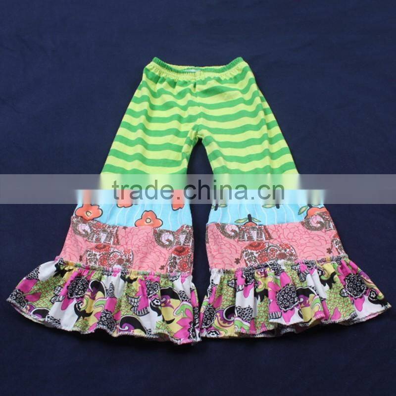 Watermelon Red Floral Shirt with Splicing Big Sleeve Ruffle Trousers Kids Fashion Clothing Set LBYTZ001-45