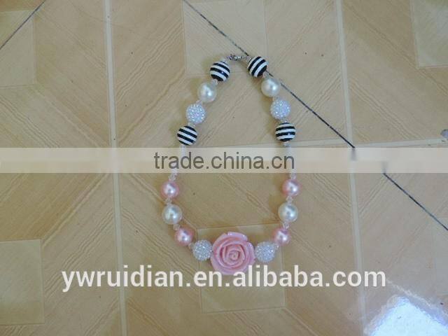 2016 baby girl flower necklace peral crystal symmetric kids clothes accessories