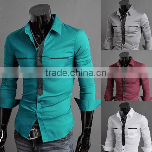Competitive price customise 2016 new pattern long sleeve slim fit shirt for men