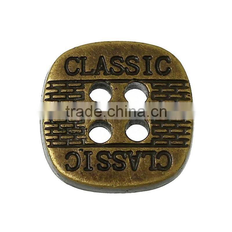Cheap 12mmx12mm Alphabet Square Four Holes Acrylic Button for Decorating