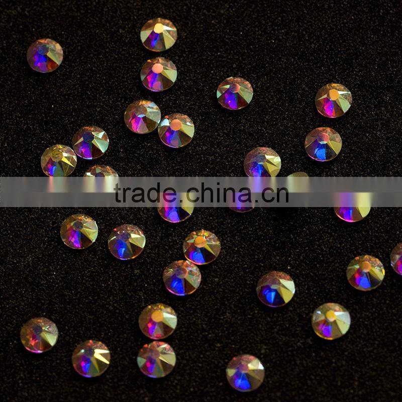 Professional crystal factory hotsale flatback crystal AB glue on rhinestone for shoes