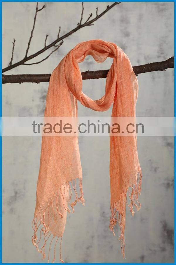 Wholesale 2017 new design lady's fashionable natural linen scarf