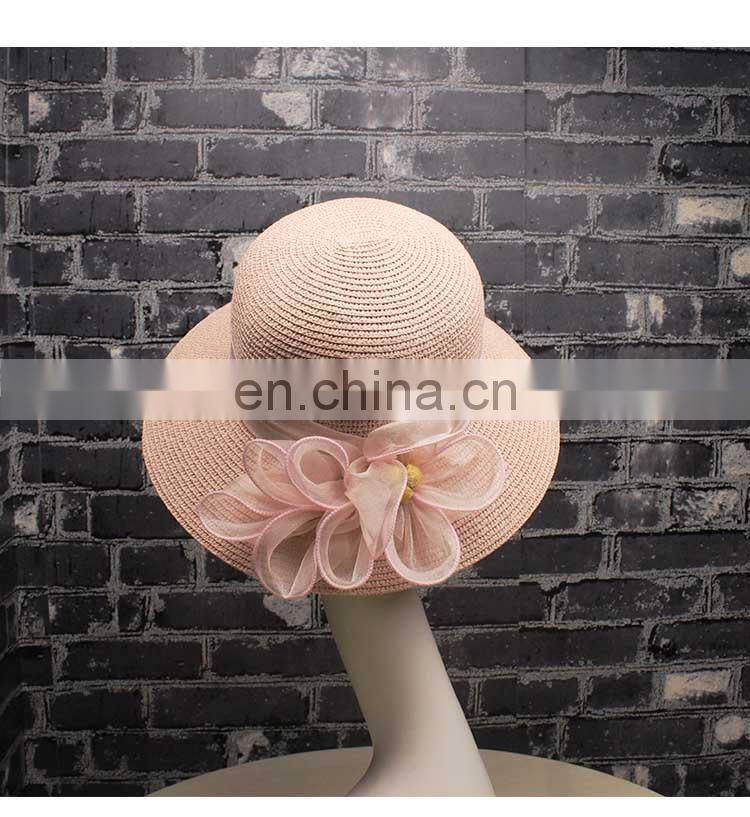 Dome Sunshade Hat Fashion Flower Yarn Straw Hat