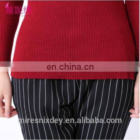 fashion slim fitted turtle-neck knitting sweater with pleated sleeve for office lady