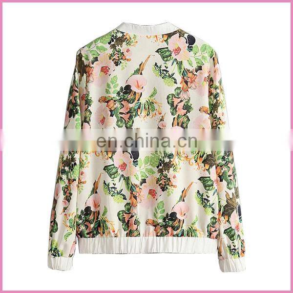 floral printed chiffon girl's jacket flower baseball top jacket