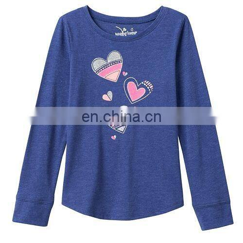Jumping Beans Kids Clothing, Girls 4- 8 Long Sleeve Slubbed Shirttail Graphic Kids Cartoon T- shirt