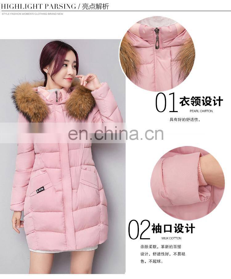 Down jacket cotton clothing women in the long section of thick hair collar collar winter winter casual cotton jacket S1021