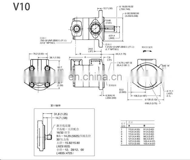 Vickers V10 V20 V10-1P1P/1P2P/1P3P/1P4P/1P5P/1P6P/1P7P-1A/1C/1D-20 series singal vane pump V20-1P7P-IC-11