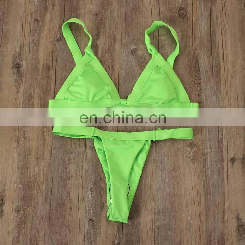 High Waist Tie Bikini Women Sexy Swimsuit 2019 Push Up Solid Backless Beach Wear Bathing Suit Summer Biquinis Tankini Bathers