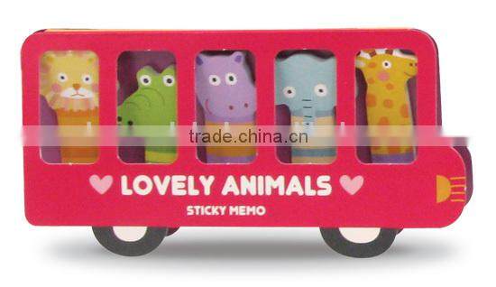 Bird & Animal on the Plane Die cut shape Note set Notepad Sticky memo pad