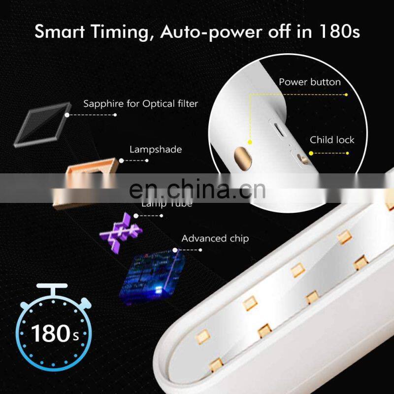 UV disinfection stick, portable LED disinfection lamp USB Rechargeable UV C sterilizer wand
