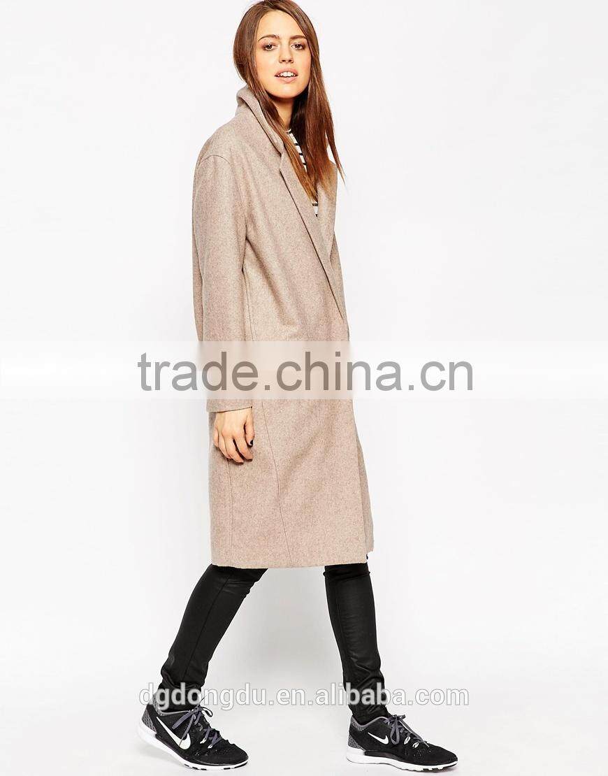 Korean style ladies wool trench coat 2016 new design