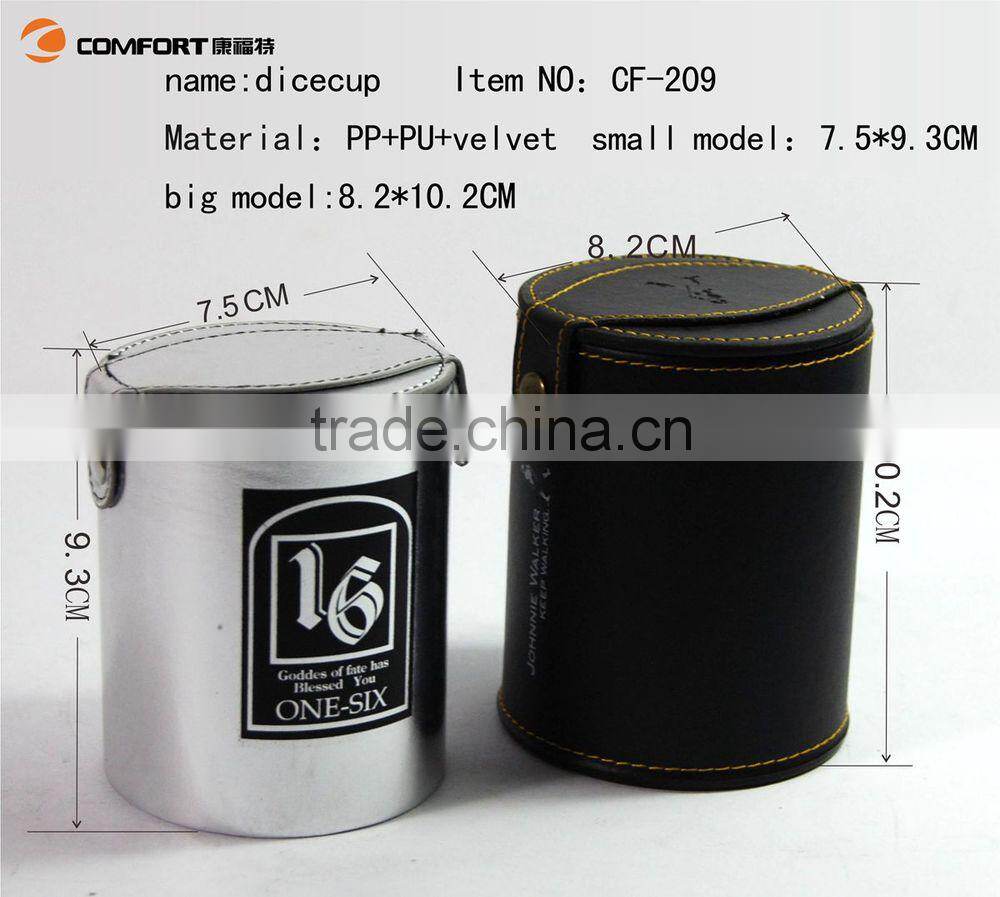 custom logo leather plastic dice cup with storage