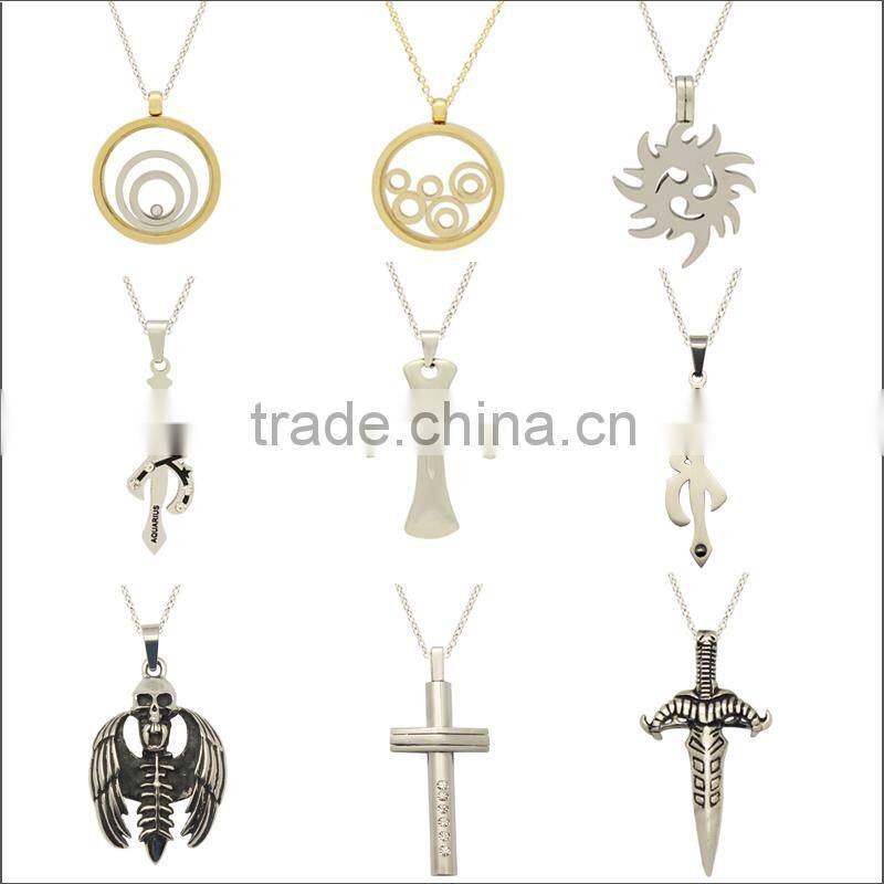 custom round stainless steel pendant necklace jewelry in gold plating