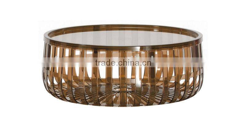 Living room furniture PC material round shape container panier table