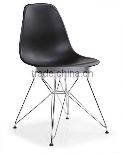 colorful plastic chair with wooden leg