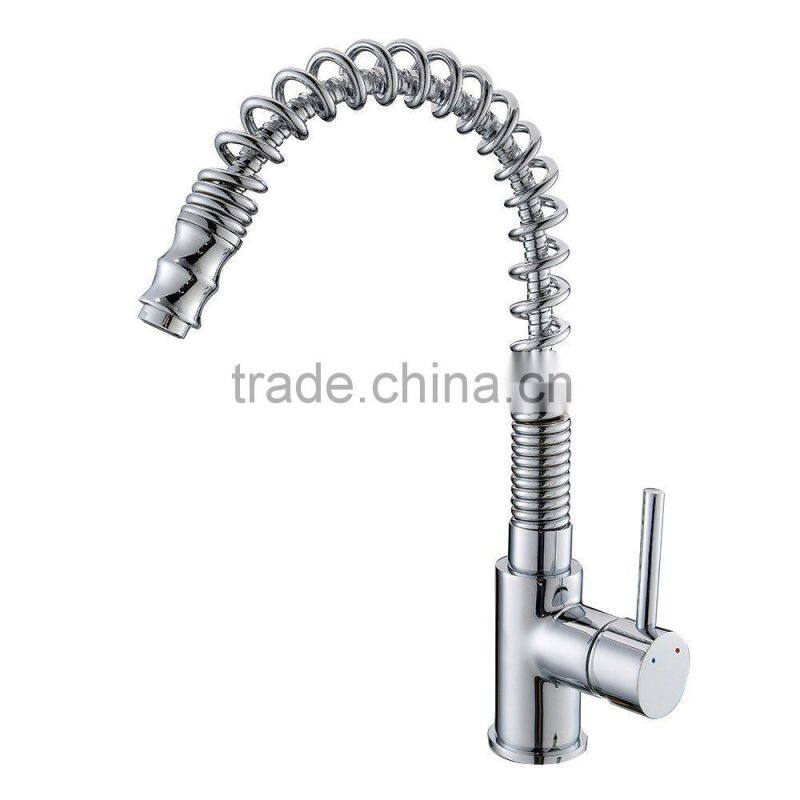 Good Build Quality Chrome Monobloc Kitchen Sink Mixer Tap Swivel & Spring Spout Pull Out Bar Taps