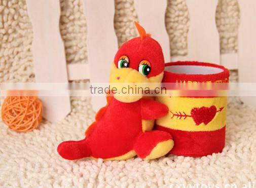Plush brush pot/plush desk pen container/cute animal pen container