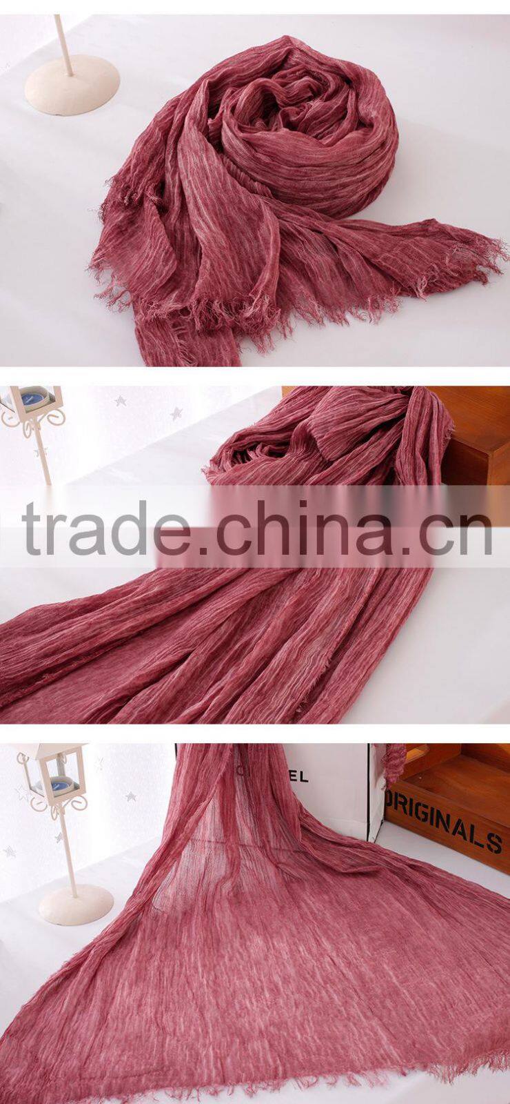 Wholesale Korean Japan Ladies Fashion Solid Color Plain 100% Linen Scarf
