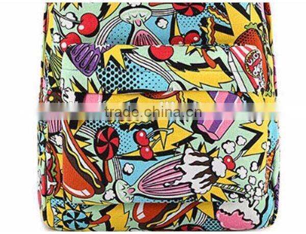 Hippie Facebook Canvas Backpacks Student School Bag Cartoon mc Print Rucksack Outdoor Travel Pack Graffit