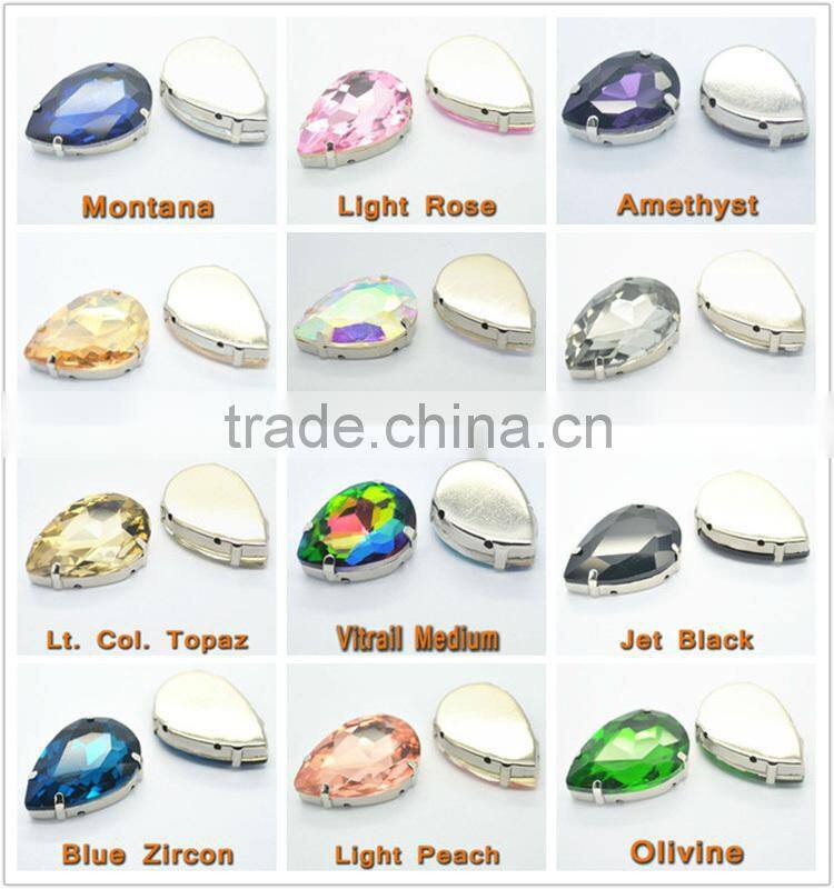 Sew on Stone Acrylic Rhinestone Flat back Tear Drop in 6 Colors For Clothes