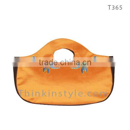 Dragonfly hand embroidery taffeta silk bag T365