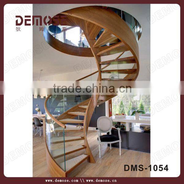 wood stairway design with wood stair rail