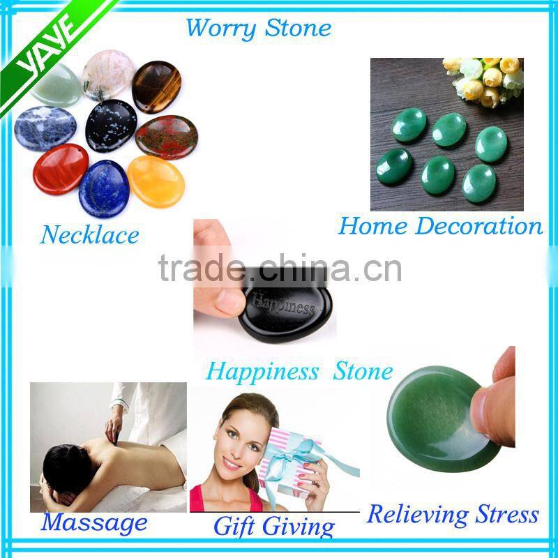 DIY semiprecious stone necklace: engraved worry stone thumb stone