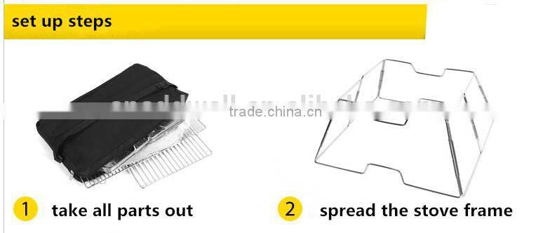 outdoor stainless steel foldable picnic charcoal BBQ stove