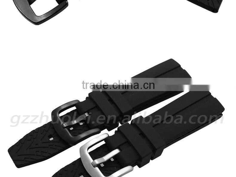Hotsale 22|24mm waterproof high quality silicone watch strap with stainless steel buckle