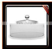 Handcut Spray Red Colored Glass Cake Plate with Clear Stand