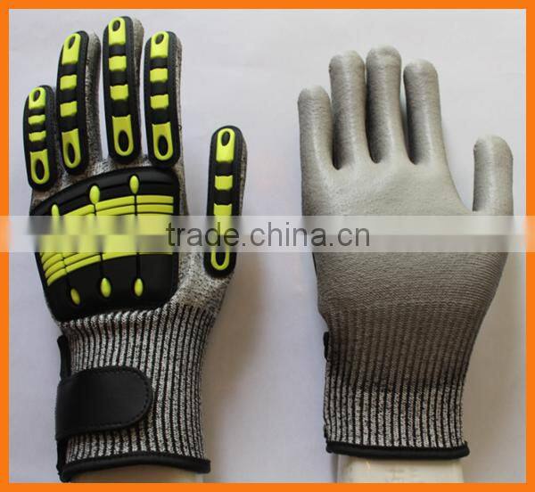 Double color nitirle sandy gloves en 388 nitrile anti cut gloves for handling glass