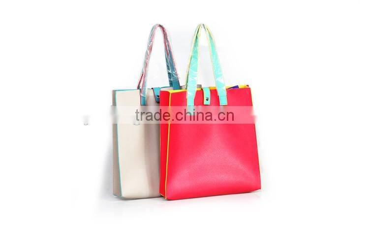 raw cut bi color pvc semi pu cluth envelope cosmetic bag doument holder mini pad pouch