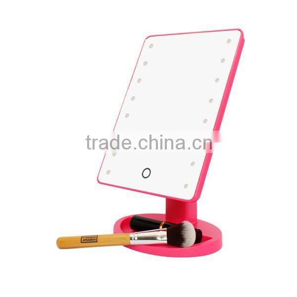 LED personal self standing table mirror