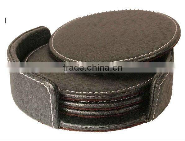Custom Size Leather Coated Coffee Cup Mats Round Mats