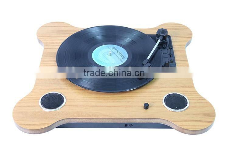 Wooden USB Portable turntable Vinyl LP player gramophone with Aux in