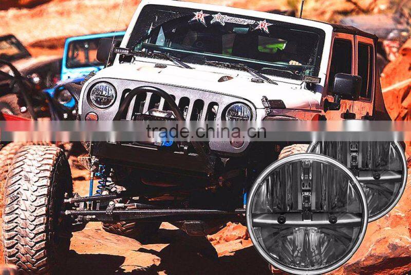 Hot sale!!! 7" Round 80W Total Cre-e LED Headlight h4 led high low beam for Jee-p Wrangler JK TJ LJ