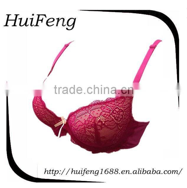 adult age group stripe satin and lace special pleated shoulder strap push up dot print bra