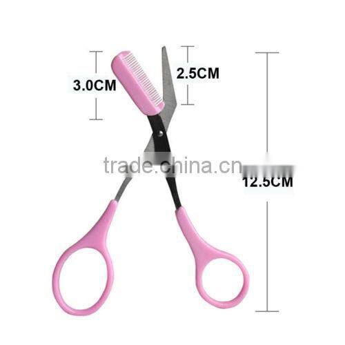 Women Ladies Pro Eyebrow Trimmer Comb Eyelash Hair Scissors Cutter Remover Tool