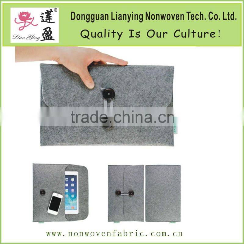 gray felt bag for iPad mini with elastic belt
