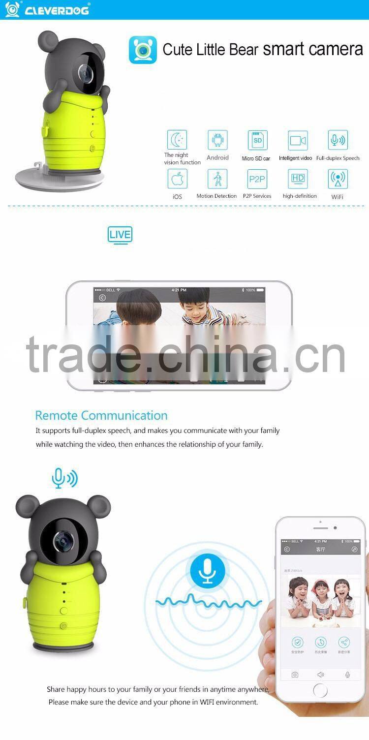 Clever Dog and Little Bear WIFI Camera with IR Cut Night Vision Max support 32GB TF Card IP Camera Surveillance Wireless Camera
