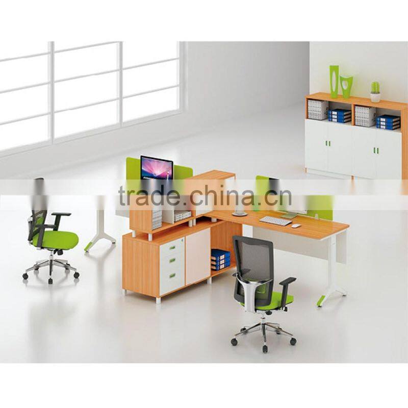 Metal leg office table partition with cabinet