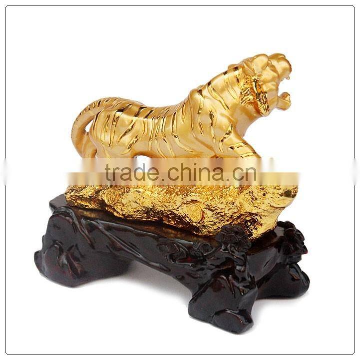 24K Golden color resin tiger statue , fengshui tiger
